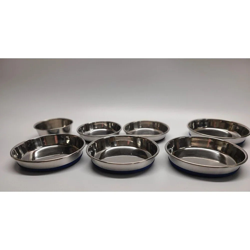 Set of 7 - Stainless Steel Pet Bowl Food Dishes 16 oz and 12 oz Cat Dog